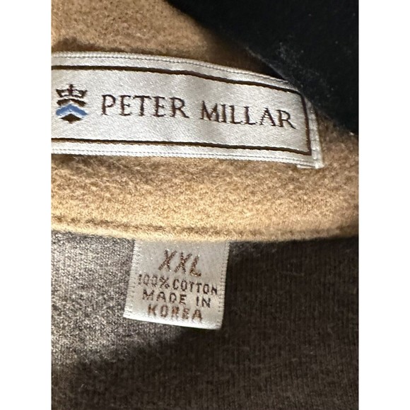 Peter Millar 1/4 Zip Men`s 2XL 100% Cotton Soft Brown Casual Long Sleeve Sweater - Picture 2 of 11